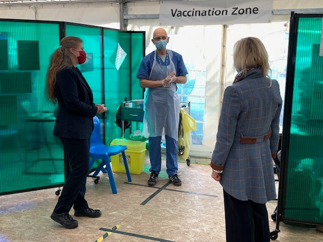 Rachael Maskell, MP for York Central during her visit to Askham Bar Vaccination Centre at Askham Bar