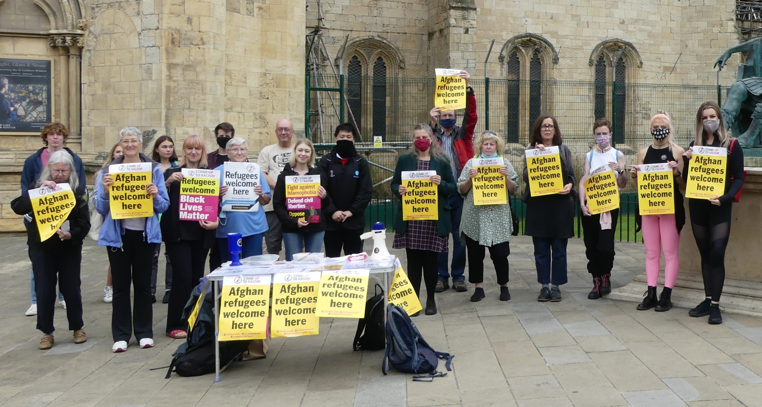 Demonstration outside York Minster with Rachael Maskell MP for York Central