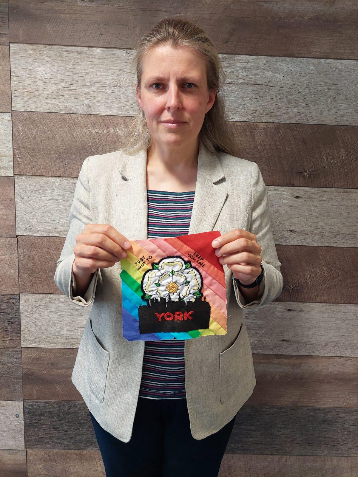 Rachael Maskell MP, with her hand stitched quilt square
