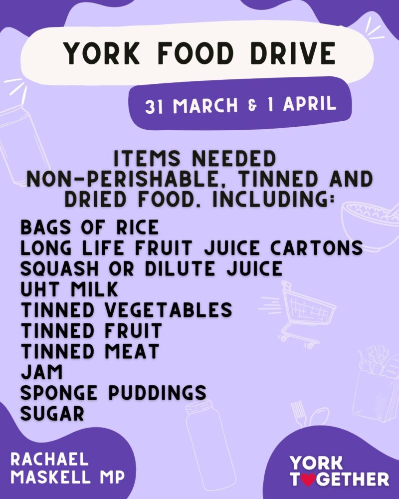 York Food Drive - Items Needed
