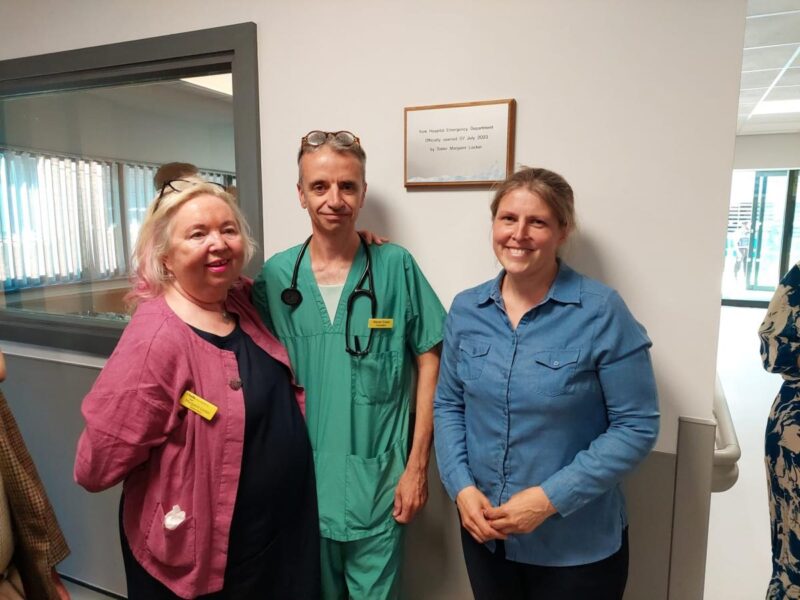Sister Margaret Locker, left, Dr Steven Crane and Rachael Maskell at York Hospital