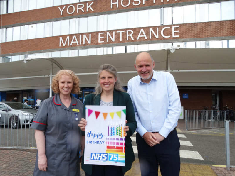 Pictured (from left-right): Tara Filby, Deputy Chief Nurse at York Hospital; Rachael Maskell MP for York Central; Simon Morritt, Chief Executive of York and Scarborough NHS Teaching Hospitals