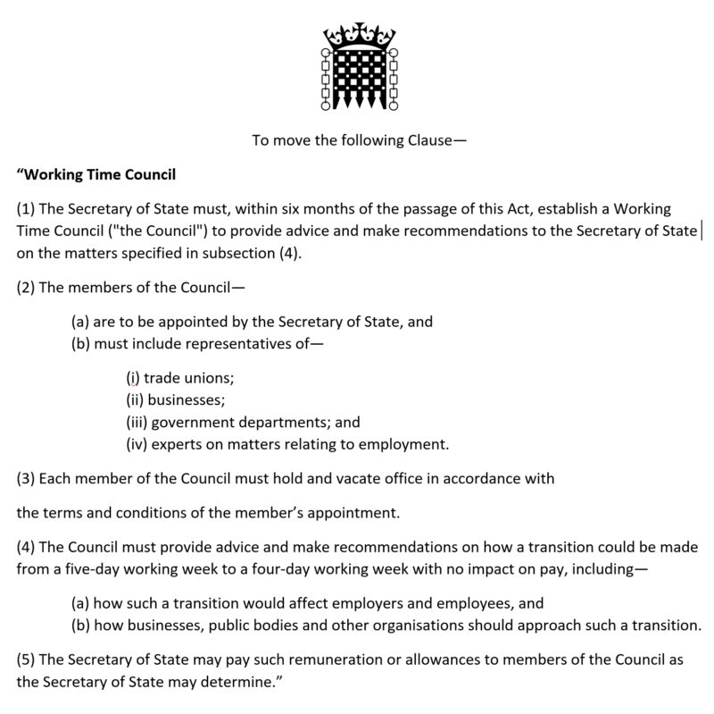 Four Day Week amendment