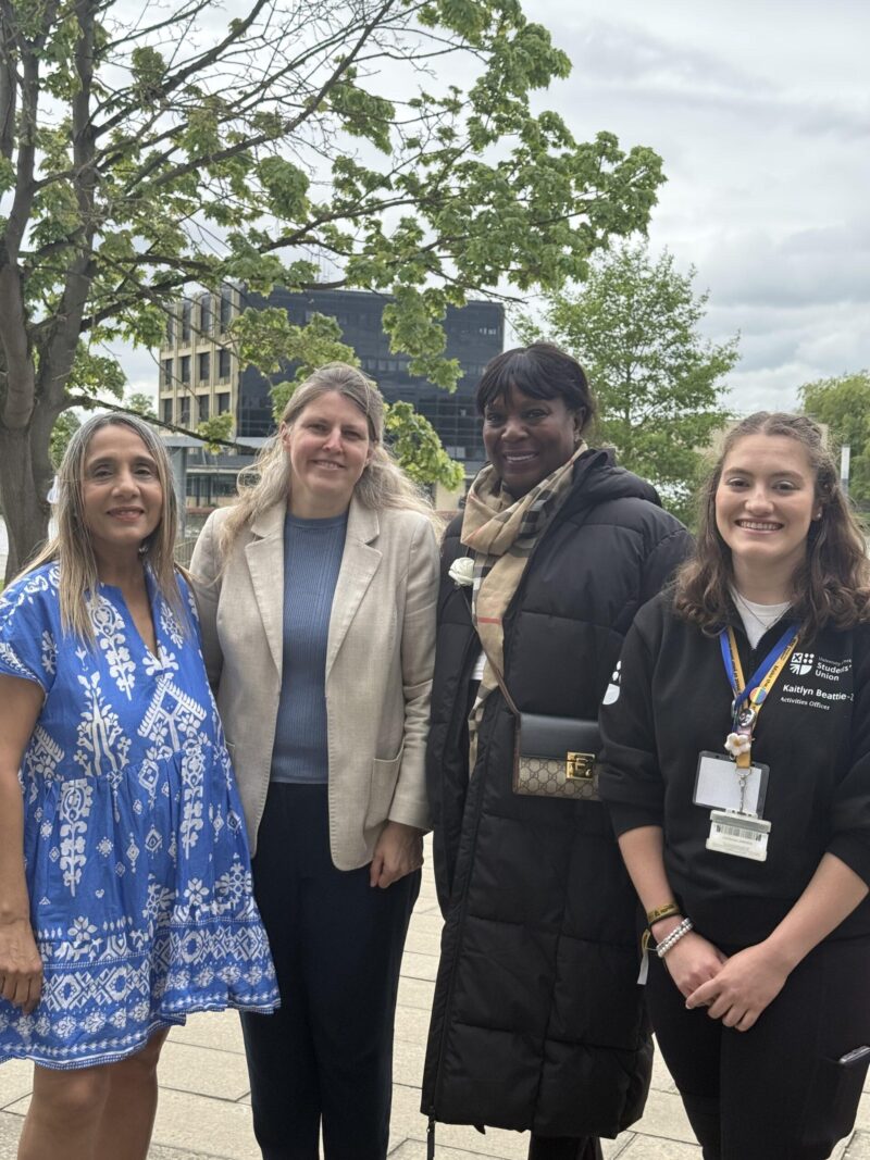 Prof. Kiran Trehan, Rachael Maskell MP, Chancellor Dr Heather Melville and Kaitlyn Beattie-Zarb (York Students’ Union Activities Officer)