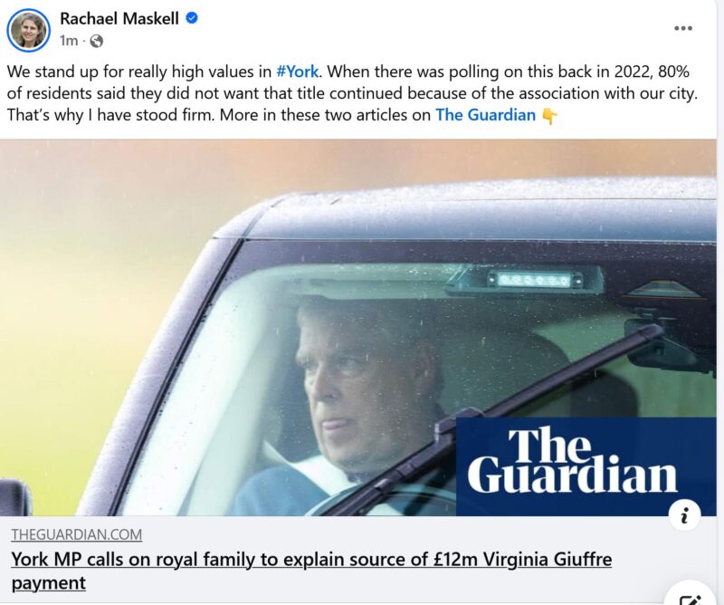 Screenshot of social media