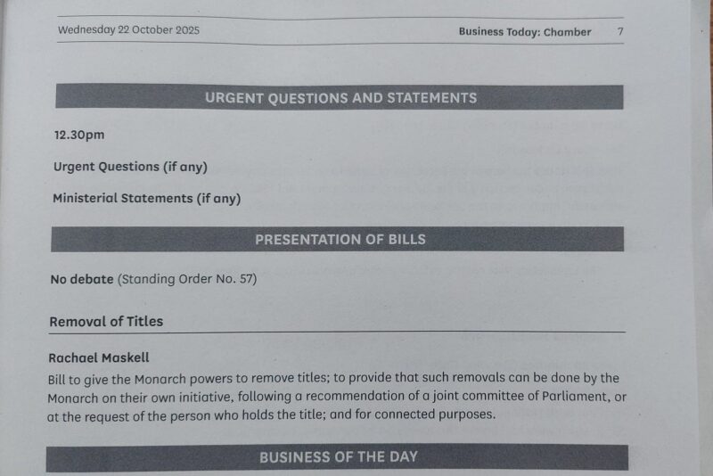Removal of Titles Bill
